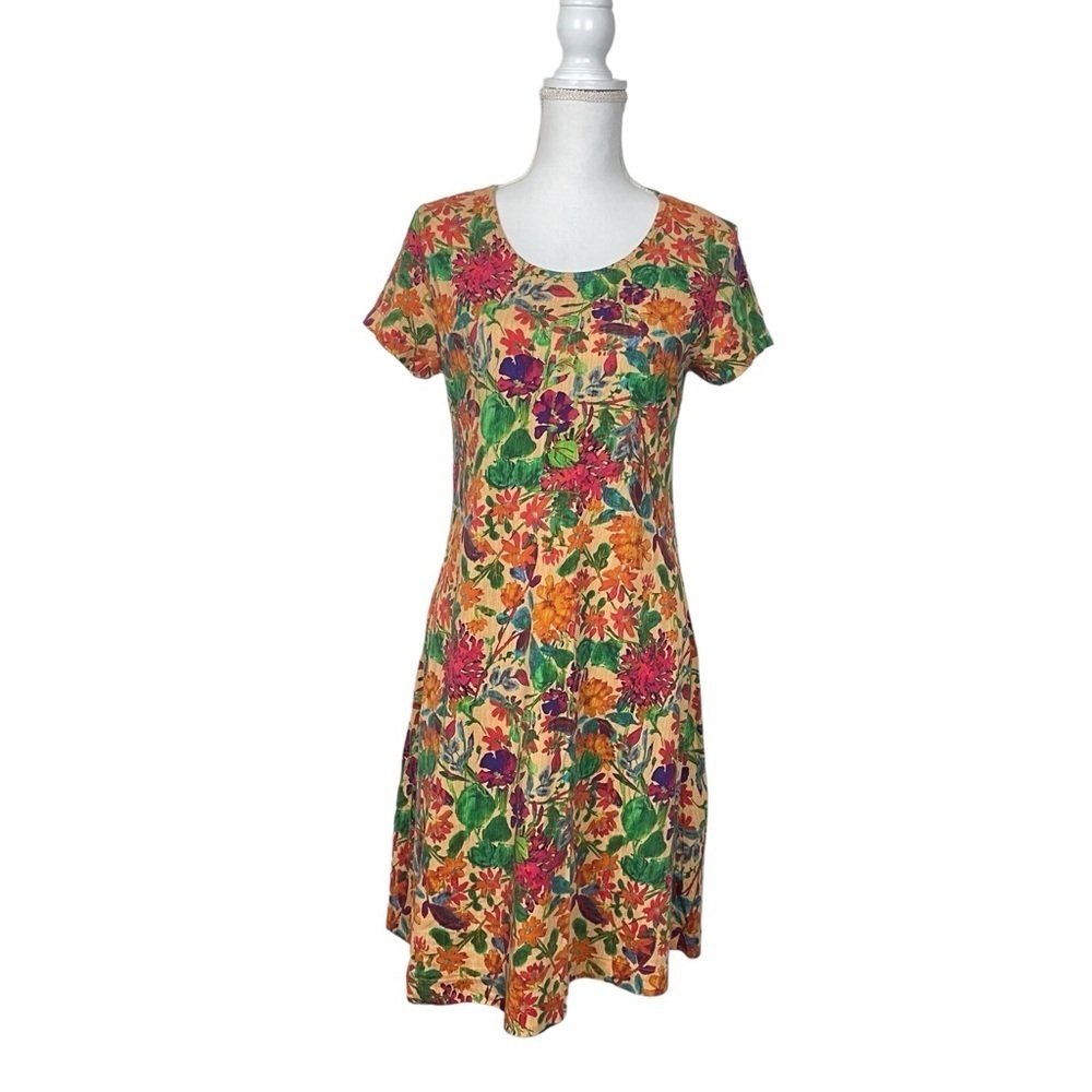 Peruvian Connection Tropico Dress Floral Print Pima Cotton M - Picture 5 of 10